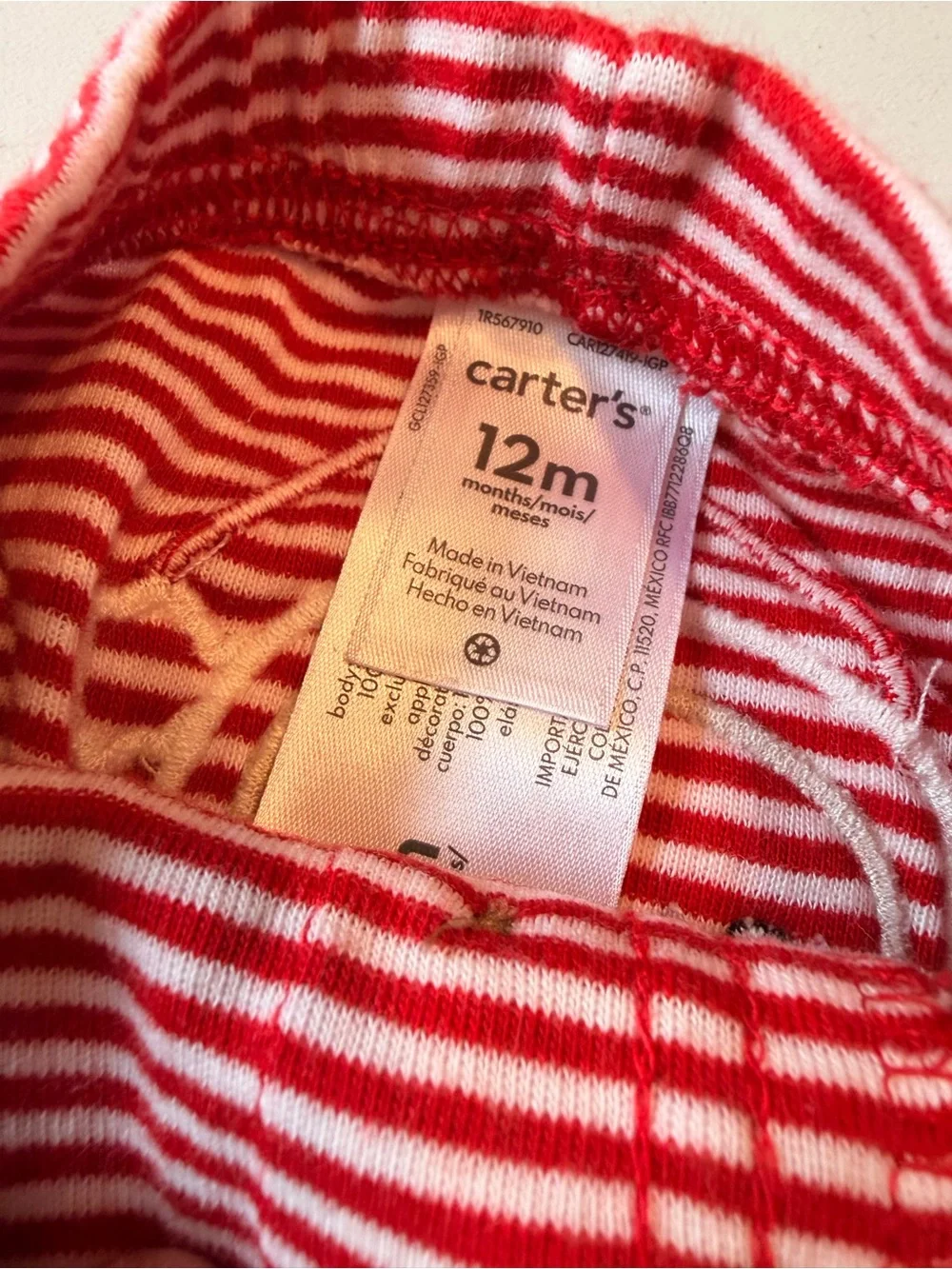Carter's 12M My Very First Christmas 2pc Set Red Bodysuit